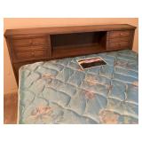 Wood Headboard with Mattress and Box Spring