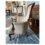 Victorian-Style Upholstered Wood Armchairs