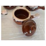 Set of Four Oven-Proof Soup Bowls and Pitcher