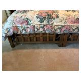 Wooden King-Size Bed Frame With Floral Bedding