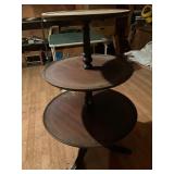 Three-Tier Wooden Dumbwaiter Stand