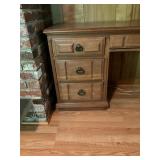 Wooden Desk With Four Drawers and Brass Pulls