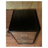 Two-Drawer Metal and Wood File Cabinet