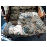 Cane-Back Armchair With Floral Upholstery