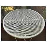 White Metal Mesh-Top Patio Table