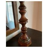 Turned Wood Table Lamp with Pleated Shade