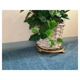 Artificial Plant in Woven Basket with Brass Stand