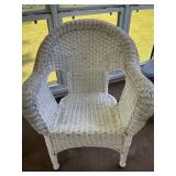 White Wicker Armchair With Cushion