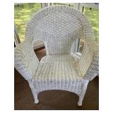 White Painted Wicker Armchair