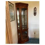 Walnut Corner Curio Cabinet with Glass Panels