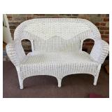 White Wicker Loveseat with Cushion