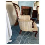 Victorian-Style Wood Armchair with Upholstery