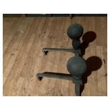 Pair of Cast Iron Ball-Top Andirons