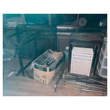 Assorted Storage Items and Clothing Rack