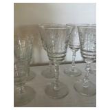 Set of Etched Clear Glass Stemware Collection
