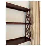 Three-Tier Wood Wall Shelf with Cutout Side Panels