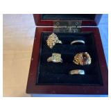 Wooden Jewelry Box With Five Rings