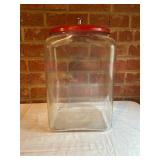 Lance Glass Display Jar with Red Metal Lid