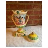 Hand-Painted Porcelain Urn with Lid