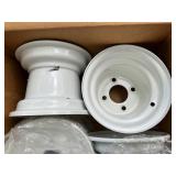 Set of Four White Steel Wheel Rims