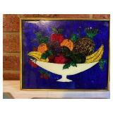 Fruit-Themed Stained Glass and Metal Souvenir Plaq