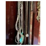 Mahogany Jewelry Armoire With Contents