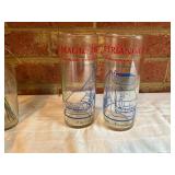 Collection of Glass Bottles and Two Souvenir Tumbl