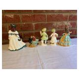 Set of Five Hand-Painted Ceramic Figurines