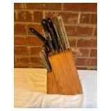 Wood Knife Block with Assorted Knives