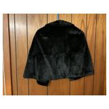 Black Faux Fur Cape with Collar