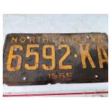 1955 North Carolina License Plate and Dealer Tag
