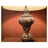 Porcelain Table Lamp with Ornate Base