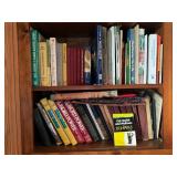 Wooden Bookshelf with Mixed Printed Volumes