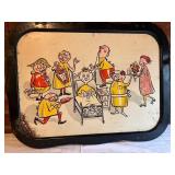 Vintage Tin Bed Tray with Humorous Illustration