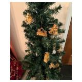 Artificial Green Christmas Tree with Gold Ornament