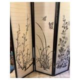 Three-Panel Folding Screen with Botanical Designs