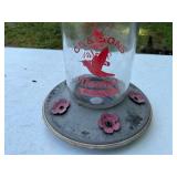 Glass Vintage-Style Bird Feeder with Printed Desig