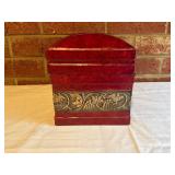 Decorative Red Wooden Box with Contents