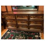 Wood Dresser with Mirror and Carved Details