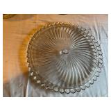 Set of 3 Glass Cake Stands and Serving Plate