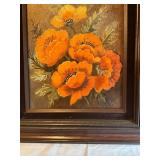 Framed Oil Painting of Orange Poppies