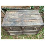 Wood and Metal-Banded Storage Trunk
