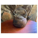 Rustic Cast Iron Teapot with Wire Handle
