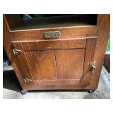 Oak Cabinet with Brass Hardware and Casters
