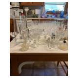 Collection of Clear Glassware on Table