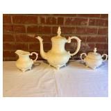 Three-Piece White Ceramic Tea Set