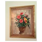 Framed Tropical Bird and Floral Artworks Trio