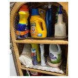 Wicker Shelf with Assorted Household Items