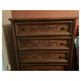 Wooden Chest of Drawers with Carved Accents
