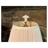 White Ceramic Table Lamp with Floral Details